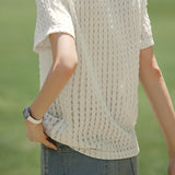 Solid Color Hollow Out T-Shirt