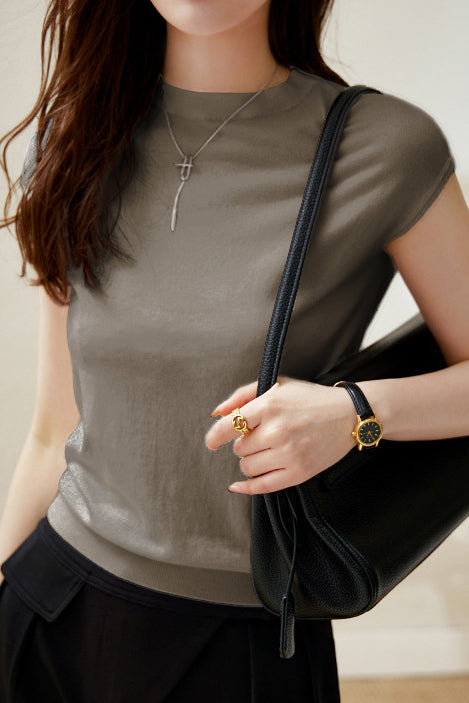 Round Neck Short Sleeve T-Shirt - liwisi