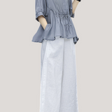 Ruffle Top and Wide Leg Pants Two-Piece Set