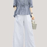 Ruffle Top and Wide Leg Pants Two-Piece Set