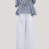 Ruffle Top and Wide Leg Pants Two-Piece Set
