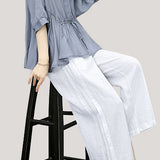 Ruffle Top and Wide Leg Pants Two-Piece Set