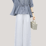 Ruffle Top and Wide Leg Pants Two-Piece Set