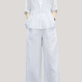 Ruffle Top and Wide Leg Pants Two-Piece Set