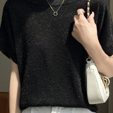 Off-the-Shoulder Shiny Knit Top