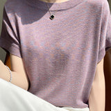 Off-the-Shoulder Shiny Knit Top