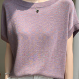 Off-the-Shoulder Shiny Knit Top