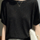 Off-the-Shoulder Shiny Knit Top