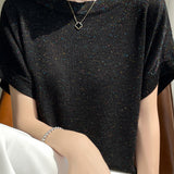 Off-the-Shoulder Shiny Knit Top