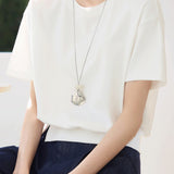Hem Slit Decor Button Short Sleeve T-Shirt