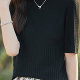 Ice Silk Half High Neck Knit Top
