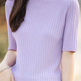 Ice Silk Half High Neck Knit Top