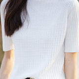 Ice Silk Half High Neck Knit Top