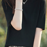 Ice Silk Half High Neck Knit Top