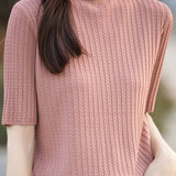 Ice Silk Half High Neck Knit Top