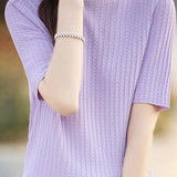 Ice Silk Half High Neck Knit Top