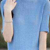 Ice Silk Half High Neck Knit Top