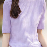 Ice Silk Half High Neck Knit Top