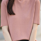 Ice Silk Half High Neck Knit Top