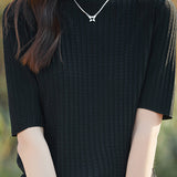 Ice Silk Half High Neck Knit Top