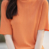 Ice Silk Half High Neck Knit Top
