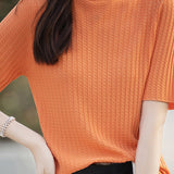 Ice Silk Half High Neck Knit Top