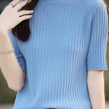 Ice Silk Half High Neck Knit Top