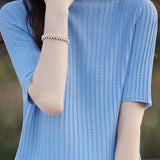Ice Silk Half High Neck Knit Top