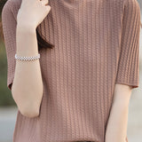 Ice Silk Half High Neck Knit Top