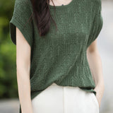 Lace Hollow Out Knit T-Shirt
