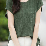 Lace Hollow Out Knit T-Shirt