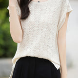 Lace Hollow Out Knit T-Shirt