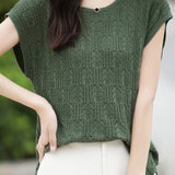Lace Hollow Out Knit T-Shirt