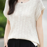 Lace Hollow Out Knit T-Shirt