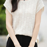 Lace Hollow Out Knit T-Shirt
