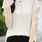 Lace Hollow Out Knit T-Shirt