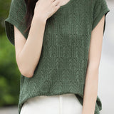 Lace Hollow Out Knit T-Shirt