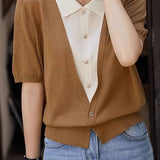 Casual Patchwork Two-in-One Top
