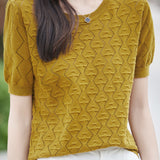 Elegant Hollow Textured Knit Top