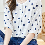 Polka Dot Printed Crew Neck Shirt