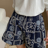 Faux Tencel Denim Embroidered Shorts