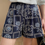 Faux Tencel Denim Embroidered Shorts