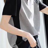 Color Block Spliced Half-Zip T-Shirt