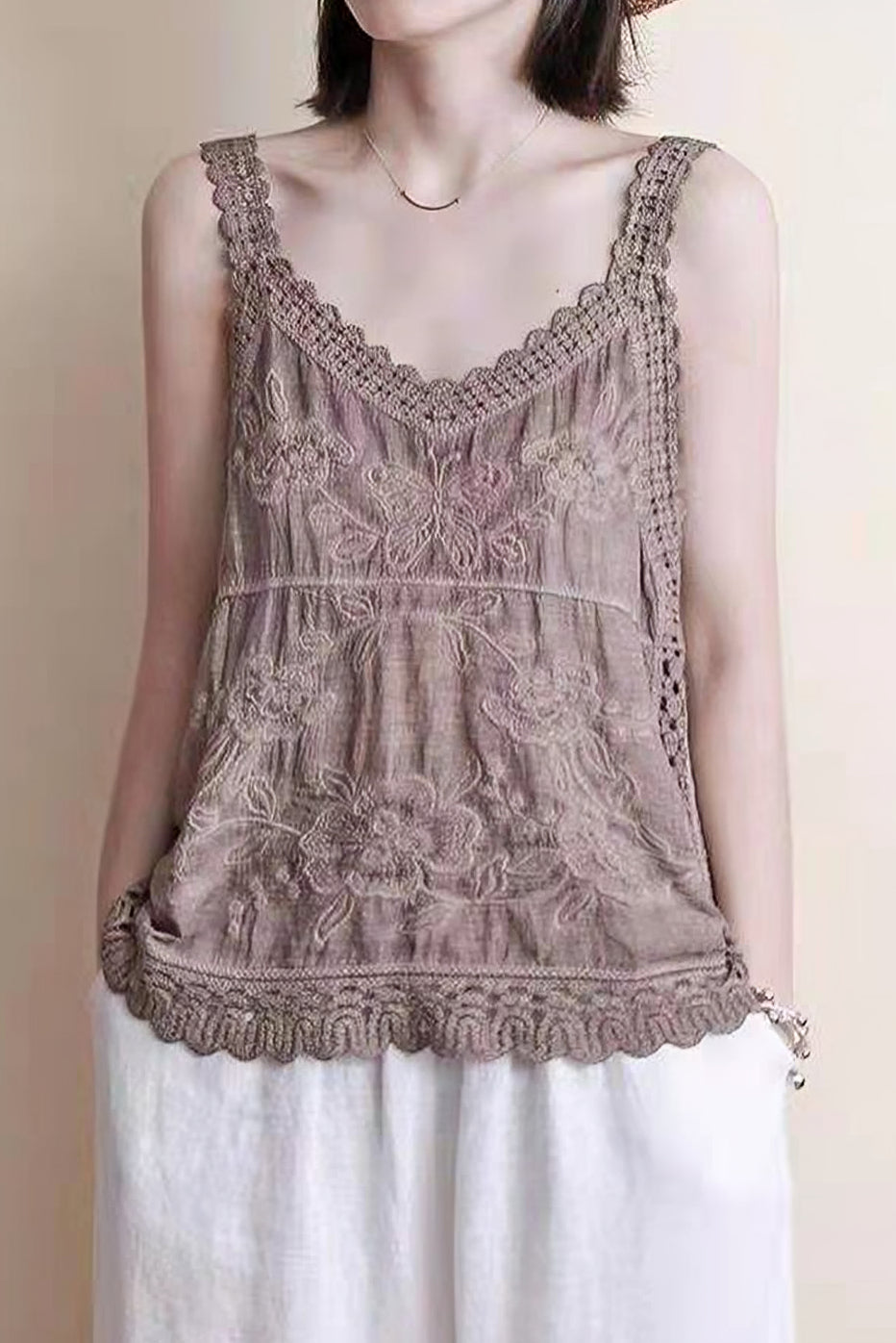 Hollow Embroidered Cami - liwisi