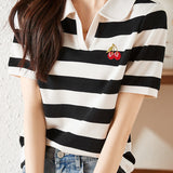 Cute Cherry Embroidered Knit Sweater