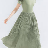 Solid Color Spliced Short Sleeve Dress