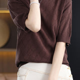 Round Neck Hollow Knit T-Shirt