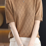 Round Neck Hollow Knit T-Shirt