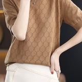 Round Neck Hollow Knit T-Shirt
