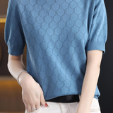 Round Neck Hollow Knit T-Shirt